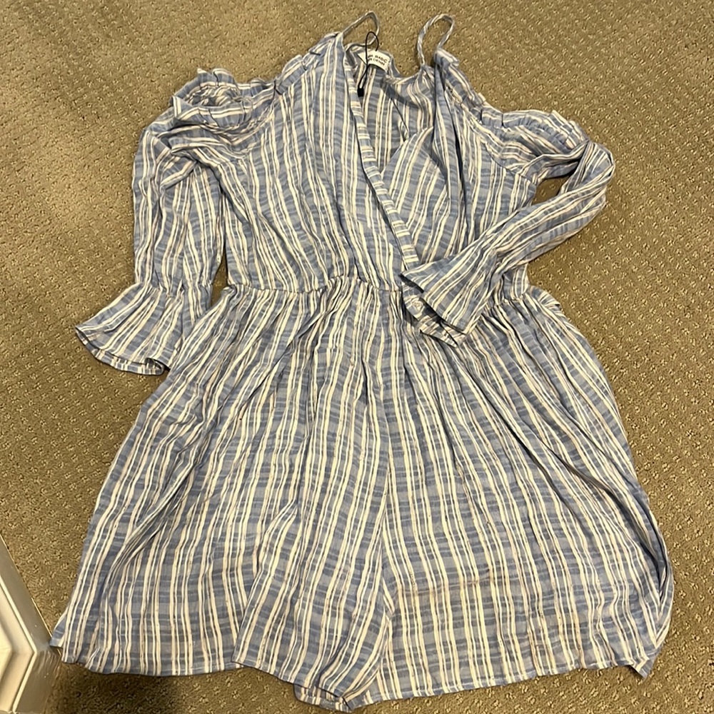 Zara Blue and white striped romper